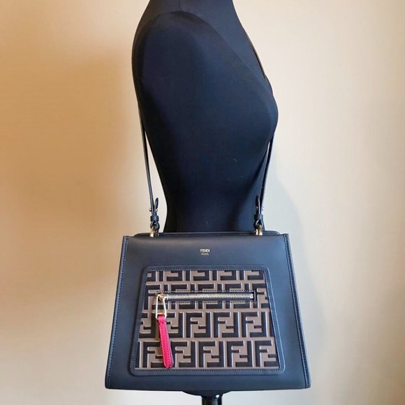 FENDI Tricolor Nappa Leather Runaway Logo Shoulder Bag - Picture 2 of 11